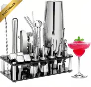 Boston Cocktail Shaker Set Stainless Steel Bartender Kit with Stand & Recipe Boo