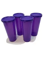 Tupperware 16oz Tumblers Set Of 4 in Purple Color.