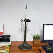 Tiffany Table Lamp Base with 3 Lights, Pole Height 28" Desk Lights Base Ironwork Lamp Base Replacement Only Fit for 18 Inch Tiffany Style Stained Glass Lampshades KeYJ