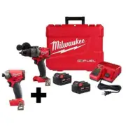 Milwaukee Hammer Drill Kit 1/2" + Impact Driver 1/4" 18V Brushless Cordless
