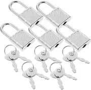 TOBBOMEY Boys and Girls Toy Box Padlock Key Set 5pcs Plastic Mini Locks Easy to Operate Safe for Toddlers Vintage Pattern