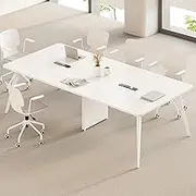 YQMHEZ Conference Table, Workstation Desk, Large Meeting Desk, Boardroom Office Computer, People Training Seminar Table for Conference Rooms, White(280cm)