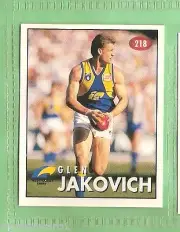 1996 AFL SELECT STICKER #218 GLEN JAKOVICH, WEST COAST EAGLES
