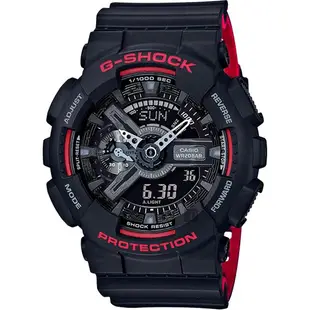 CASIO 卡西歐 G-SHOCK 人氣經典紅黑雙顯手錶 GA-110HR-1ADR