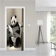 Door Stickers Funny Bathroom Animal Door Stickers 3D Lovely Wildlife Wallpaper Decal Waterproof Self-Adhesive Home Bedroom(U,85x215cm)