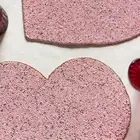 Enliven, Set of 6, Valentine's Day special beaded placemat, pink heart