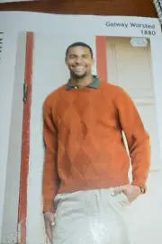 Plymouth Knitting Pattern 1880 Man Argyle Sweater