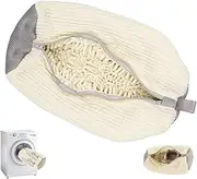Shoe Washing Machine Bag, Washing Shoe Bags, 2PCS Shoes Laundry Bag with Zipper for Washer and Dryer, Portable Reusable Shoes Cleaning Bags for Sneakers, Trainers, Slippers(Beige)