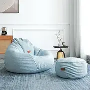 [TOOPYW] Bean Bag Chair Cover Lazy Sack Soft Beanbag Chair Lounge Chair ice Silk Fabric (No Filler), for Adults and Kids for Home Garden Living Room,Blue,120 * 120CM