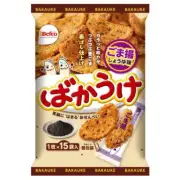 Bakauke Rice cracker Soy sauce with sesame taste Senbei 16pcs Kuriyama Japan
