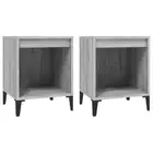 2pcs Wooden Bedside Cabinets Grey Bedroom Side Table Lamp Storage Nightstands