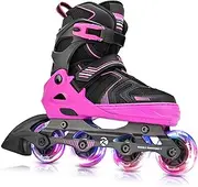 Kuxuan Skates Adjustable Inline Skates for Boys Girls, Kids Roller Skates Ages 4-12 with Light Up Wheels, Teen Skates for Beginner Women