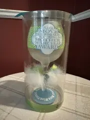 Mud Pie Blue & Green Decorated Wine Glass Mother of the Year Award-NEW
