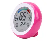 Touch Screen Thermometer Round Home Digital Display Hygrometer Indoor Humidity Indoor Thermometer-Pink