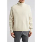 BOSS Evento Recycled Wool Turtleneck Sweater in White at Nordstrom, Size Large