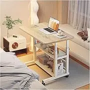CULOTOL Adjustable Height Standing Large Desk, Portable Laptop Computer Workstation, Office Furniture for Small Spaces, Sofa Bedside Table, Learn Play Game Station, Wheels Movable Storage (Oak)
