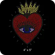 Rhinestone Transfer Evil Lucky Eye Flaming Heart Hotfix Bling Iron On