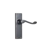 Tradco Victorian Lever Door Handle on Long Backplate Antique Copper