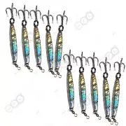 10pcs 2oz Fishing Diamond Jigs Mylar Silver Jigging Metal Lure w/ a treble hook