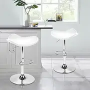 [ALFORDSON] Bar Stool 2X Swivel Portia Kitchen Barstools with 54-74.5cm Height Adjustable Gas Lift Backless Seat Leather Counter Dining Chairs with Footrest & Floor Protector in White