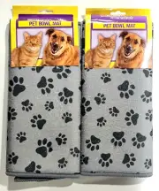 2 Pack Multipet Pet Fun Multiplied Bowl Mat Grey Paw Print
