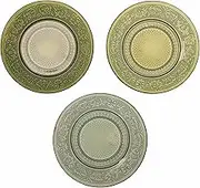 Villa d'Este Home Tivoli 1996 Set of 6 Bread Plates, Diameter 15 cm, Made of Glass, Imperial Greenery