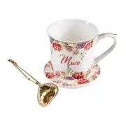 Ashdene 280ml Tea Cup/Mug/Coaster w/Infuser Bunch For Mum Tea Time Gift Set WHT