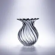 Glass Wide Mouth vases,Hand-Blown Glass Vase,Glass Art Decor,Murano-Style Glass Vase,Light Luxury Style for Home Decor, Centerpiece, Office, Pampas Grass, Dried Flowers, Flowers and Buds