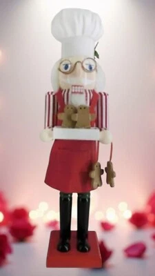 Wooden Christmas Nutcracker,16" CHEF HAT Gingerbread Man Baker