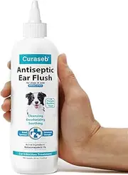 Curaseb | #1 Dog Ear Infection Treatment ? Solves Itching Head Shaking Discharge & Smelly Ears Due to Mites Yeast & Bacteria ? Veterinarian Formulated ? 100% Empty Bottle Satisfaction Guarantee