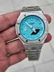 Custom Mod Casio G-Shock GA-2100 with Stainless Steel Case & Aqua Blue Dial