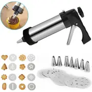 Stainless Steel Cookie Press Gun Kit For DIY Biscuit Cookie Making And Cake-Sliver