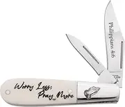 BEAR AND SON - MANUAL - 21/8 - Clip Point, Pen - 440 Stainless Steel - White Smooth Bone - High Carbon Stainless Steel - WSB281P46
