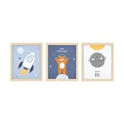 3 Pack Nursery Framed Canvas - Space