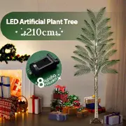 LED Artificial Christmas Tree Fairy 650 Lights Xmas Decoration Ornaments Indoor Outdoor 210cm Imitation Fake Plant Faux Coconut Palm Leaves