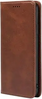 LCEHTOGYE Cover for Redmi Note 12 4G, PU Bracket Shell Back Case Bumper Protective Case for Redmi Note 12 4G-YSNQ - Brown