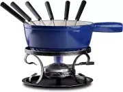 Swiss Traditional Cast Iron Cheese Fondue Pot Set, Campimg Fondue Set for Cheese