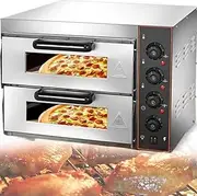 Commercial Pizza Oven,3000w Double Layered Pizza Electric Oven,48l Large Capacity Multifunctional Oven with 50~350 °c Adjustable Temperature Range,0-60 Minute Baking Timer for Pizzeria Dessert Shop