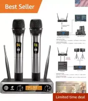 Wireless Microphone,Metal Dual Professional UHF Cordless Dynamic Mic Handheld...