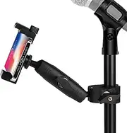 Music Boom Microphone Mic Stand Phone Holder Mount with Long Arm and Super Clamp 360° Rotation for Phone 14 13 12 11 MAX Pro Samsung Galaxy S22 S21 Google Pixel, 3.5 to 7" Smartphone