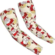 [FSCEV] Christmas Cartoon Santa Claus Sun Protection Arm Sleeves Outdoor Essentials Cooling Compression Golf Hiking Cycling