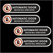 HMDZMR Automatic Door Sticker Driver Will Open Door Sign 4.9 x 1.2 inch Self Adhesive Warning Sticker for Car, Taxi (4 Pack)