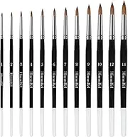 Himmlfel Round Pointed tip Paint Brush Set, 12 pcs Round Pointed tip Paint Brushes for Painting Details, Thin to Thick Lines and More, for Acrylic, Watercolour, Oil and Gouache Painting