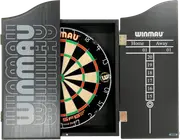 WINMAU PRO SFB Bristle Dart Board Set - Pro Line Black Cabinet - 6 x Darts