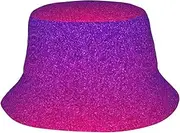 [WURTON] Gradient Sequin Sparkle Print Unisex Cute Bucket Hat Fisherman Cap Sun Hat for Summer Beach Travel - Lightweight