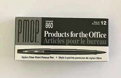 PAPERMATE - 863-11 - PMOP 860 BLACK NYLON FIBER POINT POROUS PEN - 1 DOZEN