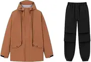 [KDOQ] Waterproof Rain Jacket Outdoors Rain Suits for Men Women, Lightweight Breathable Rain Coat Waterproof Hooded Rainwear Portable Windproof Jackets Cycling Rain Gear (Color : Brown, Size : 3XL)