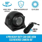 Elinz Heavy Duty Car Side View CCD Reverse Camera 4 PIN 5M Cable Waterproof Bus Truck Caravan