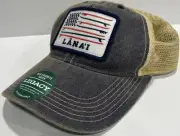 American Flag Lanai Hat Adjustable Vintage Look Lightly Worn Blue Tan Youth