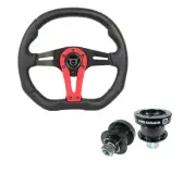 Pro Armor Force Aluminum 13.5" Steering Wheel Red Quick Release Hub RZR X3